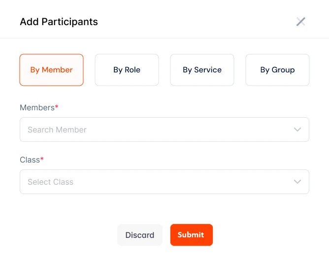 Add Participants — by member, by role, by service, or by group