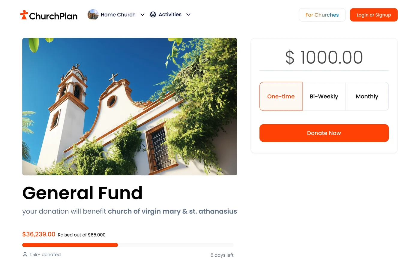 ChurchPlan - Donation page